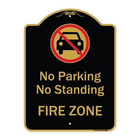 Signmission Designer Series-No Parking Or Standing Fire Zone With Graphic, 24" x 18", BG-1824-9958 A-DES-BG-1824-9958